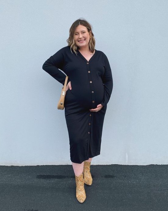 Look More Formal In A Maternity Shirt Dress